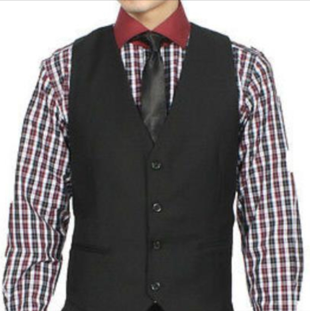 Alfani Black Formal Vest Slim Fit V-Neck
